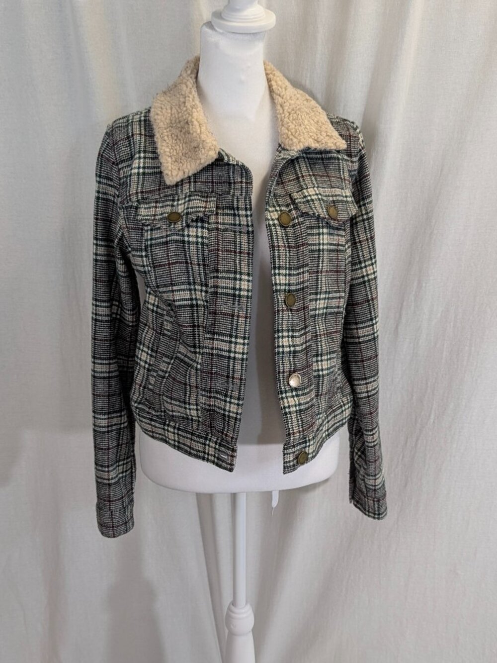 Copper Key Size XS Plaid Button Up Tweed Jacket